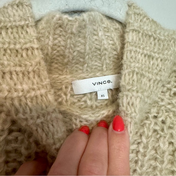 VINCE Marled Shaker Stitch Raglan Sleeve Pullover Fisherman Sweater - Picture 9 of 9